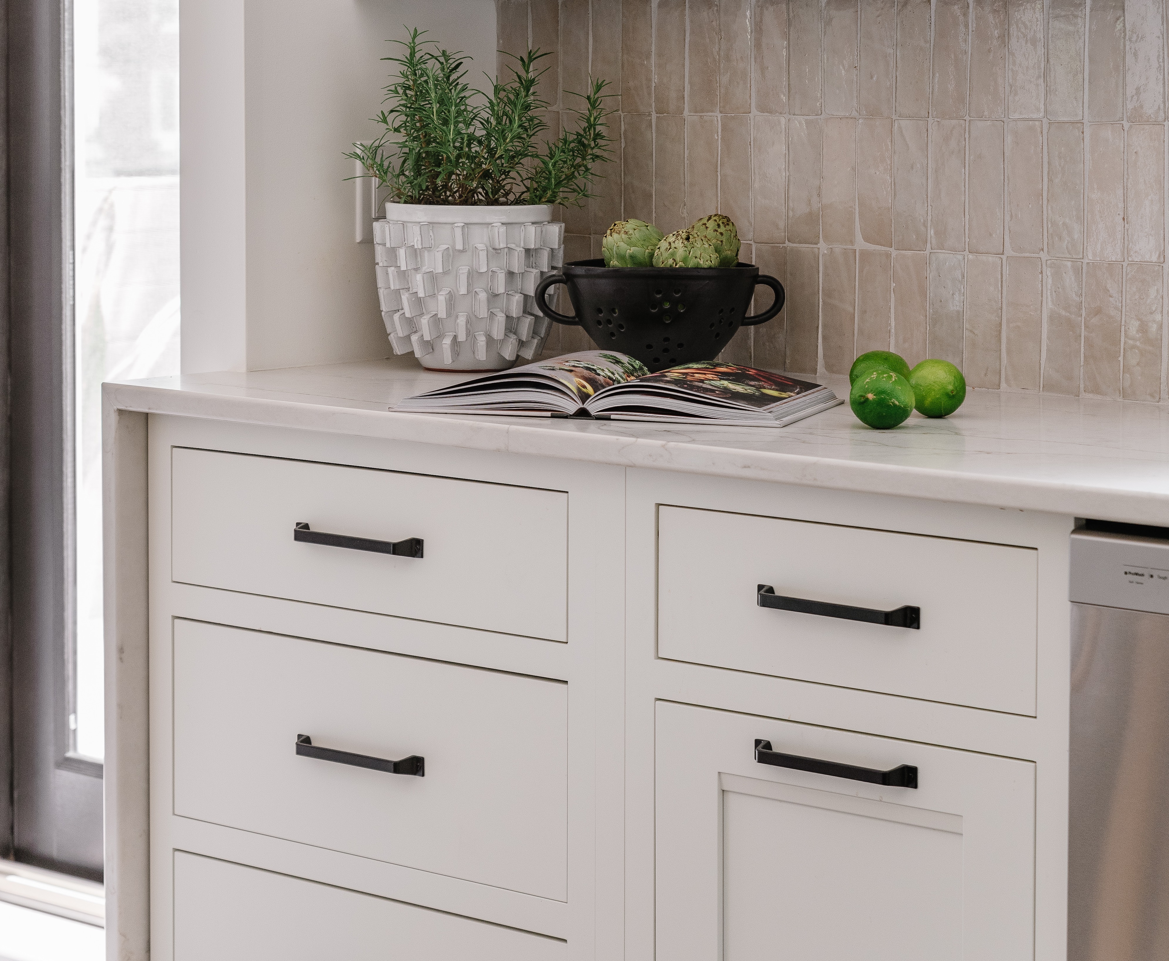 Kitchen cabinets painted white in Omaha, NE.